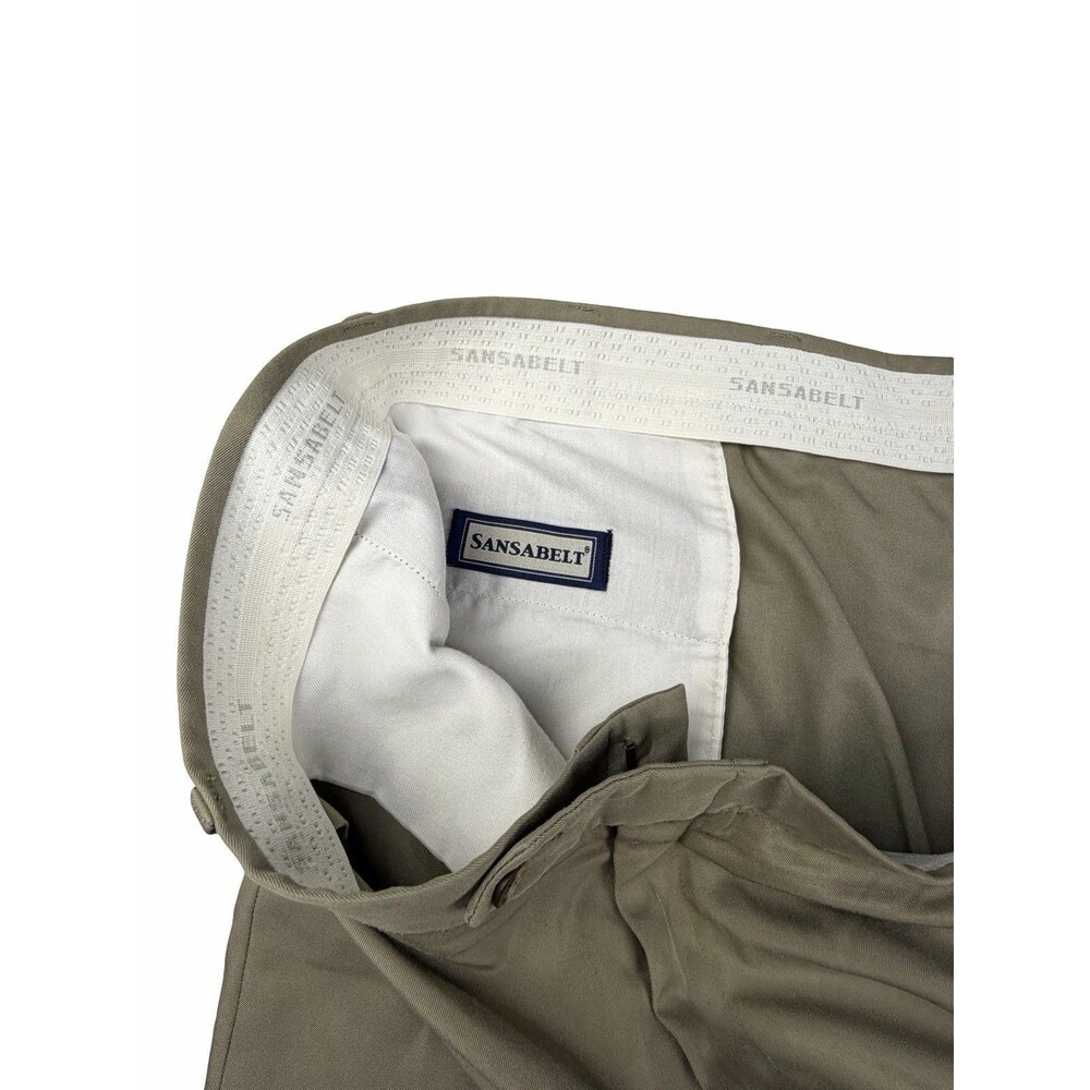 Sansabelt Mens 46 Pleated Chino Shorts Tan Comfort Fit Beltless Casual Slacks - Picture 6 of 8